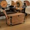 Vintiquewise Wooden Storage Trunk Bench with Wheels and Black Metal Accents Blanket & Linen Chest Decorative Organizer Entryway Seating Shoe Station or Bedroom Use for Pillows Throws & Extra Beddings